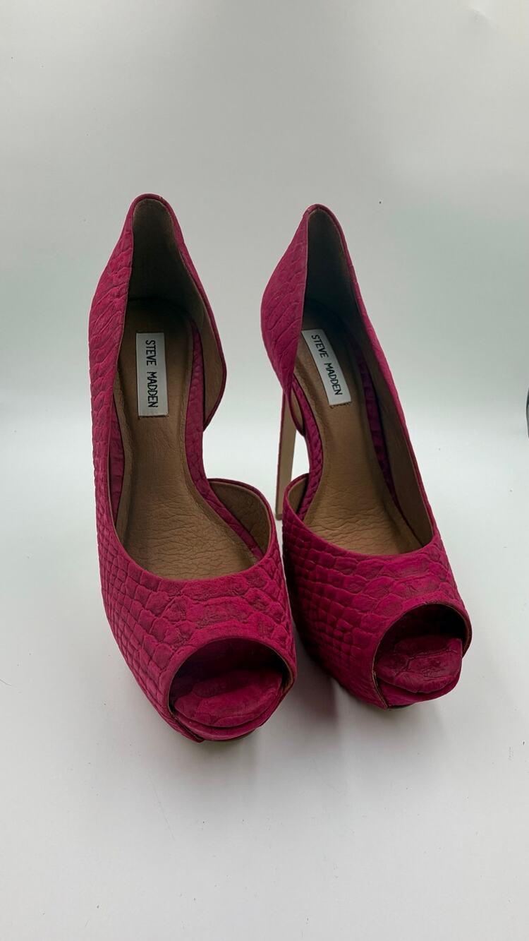 Steve Madden Krona-S Pink Snake Leather Platform Pumps Heels Womens 9.5